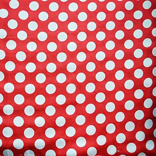 Red / White Satin Polka Dot Charmeuse Fabric 58 inches / 60 inches width sold by the yard by New Star Fabric