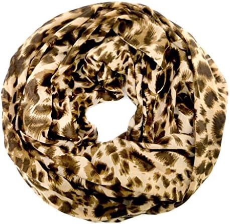 accessu® Womens Infinity Loop Tube Scarf with Animal Print Leo Design - beige/brown