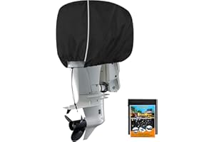 AXPQHL Demi-Couvercle De Housse Moteur Bateau, Couvertures De Couvercle De Moteur Hors-Bord en Tissu Oxford ImperméAble 600d, Housse Protection Moteur Bateau avec Bandes RéFléChissantes Noir