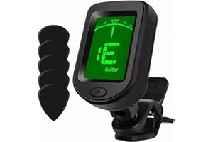 Muso Pro® Clip-On Chromatic Guitar Tuner – 5 Free Picks, Digital LCD Display for Guitar, Bass, Violin, Ukulele & More – Fast, Accurate, Easy to Use – Battery Included