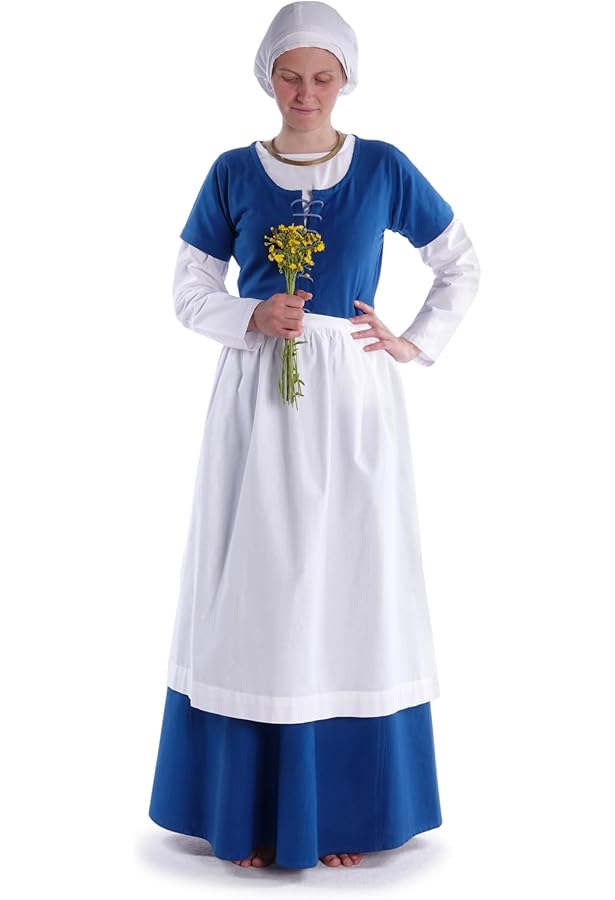 HEMAD Middeleeuwse Damesmuts - Katoen Capuchon Met Veters, LARP & Theater