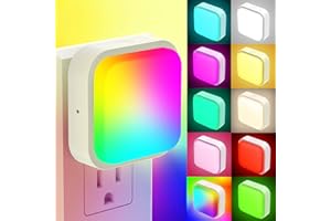 RAVEtone Night Light Plug in Wall, 1 Pack Plug in Night Light for Kids, Smart Dusk to Dawn Voice Control 9 Colors Changing 6 Lighting Modes Dimmable for Girls Boys Bedroom Nursery Kitchen Hallway