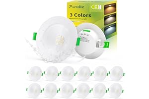 ‎FONDIIZ Fondiiz 12er LED Einbaustrahler 230V 5W 690lm, Led Spots 230v Warmweiß Neutralweiß Kaltweiß, 75-90mm Lochmaß, IP44 Spots Deckenleuchte LED Deckenspots Flach für Badezimmer Küche Wohnzimmer