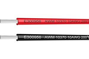 TUOFENG 10 Gauge Electrical Wire Marine Grade Primary Wire Cable High Voltage 1000V Automotive high Temperature Wire Battery Cable 10 AWG Strands of Tinned Copper Hard Hook up Wire 10370