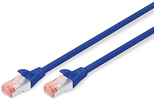 DIGITUS LAN Kabel Cat 6-1m - Kabel sieciowy RJ45 - Ekranowany S/FTP - Kompatybilny z Cat6A i Cat7 - Niebieski