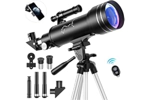 CFEN Teleskop, Astronomie Teleskop für Kinder Erwachsene, 70mm Aperture 400mm Linsenteleskop Tragbares Reiseteleskop für Anfänger mit Stativ Telefon Adapter Rucksack Bluetooth Kamera-Fernbedienung