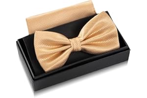 Massi Morino Pajarita con pañuelo de bolsillo para hombre set - Pajarita de traje para hombre para boda - Pajarita ajustable