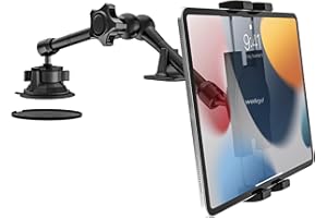 woleyi Supporto Tablet Cruscotto Parabrezza Auto/Camion, Porta Tablet Macchina Ventosa Robusto con Braccio in Metallo per iPad Pro/Air/Mini, Galaxy, Lenovo, iPhone, Telefono da 4-12,9"