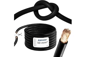 EBROM Cavi per batteria HiFlex (Hi Flex) 50 mmq vendita al metro colore nero molto flessibile guaina in PVC (70 ± 5 Shore) 100% rame OFC per cavo di avviamento cavo di ricarica o funzioni simili