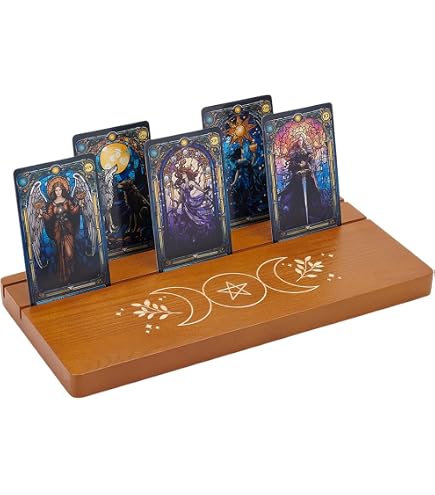 Supports En Bois Pour Cartes Tarot – Forme Lune Et Rectangle – Présentoir Décoration Autel, Outil Divination