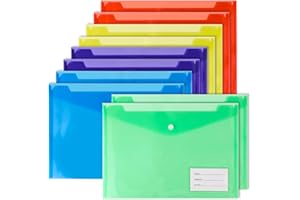 BAFUMIU Set di 10 Cartelline Portadocumenti A4 con Tasche per Etichette, Cartelline Trasparenti per Archiviazione Efficiente, Ideali per Scuola, Ufficio, Casa e Viaggi.