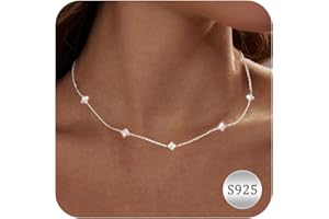 Aidenn Women's Gold Necklace with Cubic Zirconia Four-Leaf Clover 925 Sterling Silver Chain for Girls, Gold/Silver Stackable Necklace Four-Leaf Clover Jewellery Gift