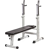 MOVIT Panca Pesi - con Supporto Bilanciere, Multifunzione, Regolabile, Pieghevole, Bianco o Nero, Set Pesi 30kg/60kg Opzional
