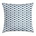 Produktbild Asian Throw Pillow Cushion Cover, up and Down Hand Held Paper Fan Eastern Style Conventional Summer Themed, Decorative Square Accent Pillow Case, 18 X 18 Inches, Blue Light Blue White
