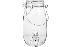 Angoily 1 dispenser di bevande in da 1 l, con rubinetto e coperchio, per bevande fredde, bar, feste, casa, trasparente