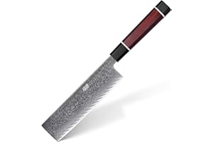 FINDKING Cuchillo Japonés Nakiri de 7 Pulgadas, Cuchillo Recto para Verduras, Cuchillo Usuba Afilado de Damasco, Cuchillo Chef Milk Street para Picar y Cortar Eficientemente (Serie Samurai)