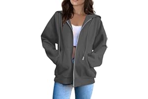 GENERIC Damen Sweatjacke Hoodie Sweatshirtjacke Pullover Oberteile Strickjacke Kapuzenpullover Full Zip Hoodie y2k Einfarbig Streifen Kapuzenjacke Teenager Mädchen Langarm Casual Sweatshirt Jacke College