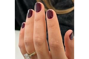 SONGQEE 24 Stück Nägel zum Aufkleben Kurze - Glänzend Reine Farbe Press on Nails - Fingernägel zum Aufkleben Acryl Full Cover Künstliche Nägel für Frauen Mädchen Nail Art Maniküre (Dunkelrot)