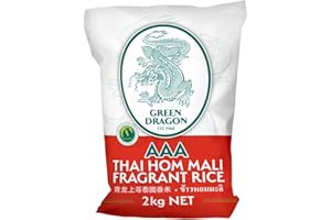 Green Dragon Thai Fragrant Jasmine Rice 2KG Thai Hom Mali AAA Premium Rice White Rice Chinese Ingredients Chinese Asian Cooking 2KG