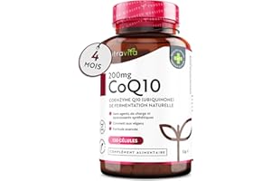 Coenzyme Q10 200mg par Capsule - Cure de 4 Mois, 120 Capsules Vegan Fortement Concentré - Coq10 - Q10 Coenzyme de Nutravita