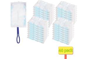 FIVEMILEBRO 40 Pièces recharges Duster avec 1 poignée, Recharge de plumeau, Recharge Manuelle de Chiffon à poussière, Recharge de plumeau jetable, Convient pour Les Meubles