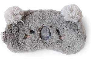 Masque de Sommeil, H HOMEWINS Masque de Nuit Yeux Mignon Confortable en 100% Soie Naturelle & Peluche Ultra-Douce Réglable pour Adultes Enfants (Koala)