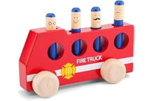 New Classic Toys Pop Up Voiture de Pompier Jeu Éducatif pour Enfants, Rouge