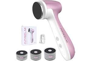 AprElm-E7 Professioneller Hornhautentferner Elektrisch & Fußpflege-Set – Wiederaufladbar, 1000 U/min mit 3 Geschwindigkeiten, 120 Schleifpapier in 3 Größen, für hornhaut entfernen– Rosa