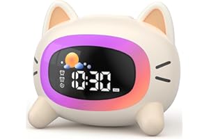 LIORQUE Sveglia per Bambini Con Luce Notturna, Macchina Rumore Bianco, Doppia Allarme, Modalità Weekend, Ricaricabile per Allenamento del Sonno