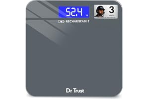 Dr Trust USA Platinum Rechargeable Digital Electronic Weight Machine, CE approved with 3 Years Warranty, Human Body 180Kg Capacity, Tempered Glass, Large LCD Display Personal Weighing Scale - 501