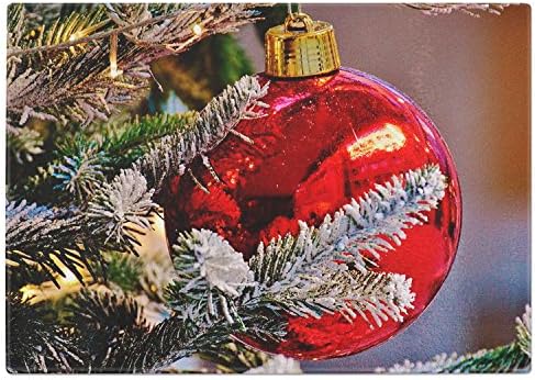 Festive Christmas Tree & Red Bauble Tempered Glass Chopping Board (Large)