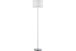 ‎LIGHTLING lightling modern Stehleuchte in nickel matt, Stoffschirm weiß, 1 x E27 max. 60W, ø 35 cm, Höhe: 160 cm