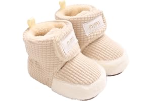 TMEOG Krabbelschuhe Baby Winterschuh Outdoor Fleece Boots Rutschfest Warme Booties Stiefel Gefütterte Neugeborene Walk Schuhe für Mädchen Jungen 0-18 Monate