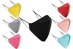 RUSTIC TOWN Face Masks Washable UK 3 Layer Cotton Face Mask Washable Reusable Breathable Cloth Material for Woman and Men, Face Cover Dust Protection for Adults with Ear Loops - (7 Pcs Assorted Color)