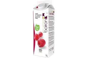LES VERGERS BOIRON Boiron | Purée de framboise 100% fruits – Sans sucre ajouté, arômes, colorants ou conservateurs | Parfait pour les cocktails, desserts, pâtisserie et crème glacée | 1 litre