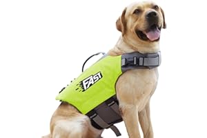 Crevyteg Schwimmweste Hund, Ripstop Hunde Rettungsweste, Verstellbare Größe Hundeschwimmweste mit Griff und Reflektierend für Kleine Mittlere und Große Hunde (Fluoreszierendes Grün Größe XL)