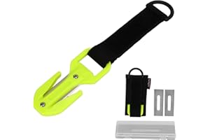 BigKing Coupe-Ligne de sécurité de plongée, Coupe-Ligne de plongée sous-Marine Coupe-Corde de câble de plongée Double Face avec Lame pour Plongeur de Sauvetage de sécurité(Jaune Fluorescéine)