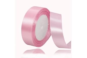 ALOHOVME Pink Ribbon for Crafting, 25mm x 23 Meters Present Satin Ribbon for Gift Wrapping, Cake Decoration, Bows Making, Floral Arrangement, DIY Sewing Projects, Bridal Bouquet and Festival Decoration
