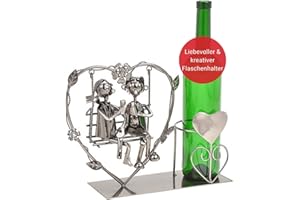‎WOMA WOMA Wine Bottle Holder Lovers on Swing I Funny Bottle Holder with Metal Figures I Wine Bottle Holder Snowman for Screwing I Gift for Married Couples & Wedding