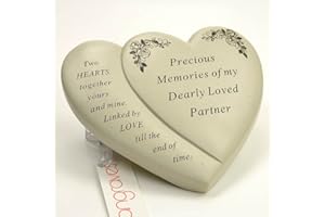 Angraves Partner Double Heart Flower Graveside Memorial Ornament Verse Plaque