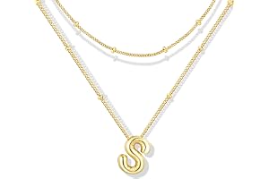 ZECICO Initialhalsband för damer, 14K guld, personligt halsband med bubbelbokstav, A–Z, initialhänge