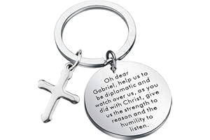 MYOSPARK St. Gabriel Archangel Protect Protection Charm with Prayer Keychain Religious Jewelry Gift For Messengers