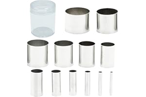 SZXMDKH Polymer Clay Tools Set 12 pcs Clay Sculpting Pottery Tool Loch Hohlstanzer Set Edelstahl Einkerbung Runde Kreisform Schneider Form Keramik Punktierung Backform Cutter Stanzwerkzeuge für Ton Keramik