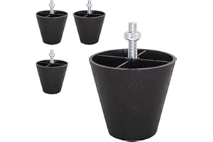 SKIR'CO 4 szt., czarne plastikowe nogi meblowe, wysokość 70 mm, stożkowe nóżki meblowe, stożkowe nogi meblowe, gwint M8, nakrętki w zestawie