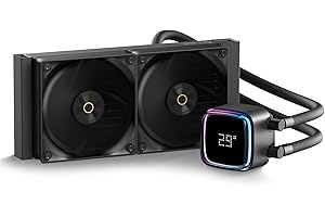 OCYPUS Iota L24 BK Liquid CPU Cooler with Digital Display,240mm AIO Water Cooling System with ARGB Efficient Pump,TDP 280W,Low-Noise FDB Fans,2000 RPM,Suitable for AMD AM4/AM5 & Intel LGA 115X/1200/1700/1851