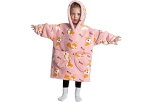 NUANHOM Wearable Blanket Hoodie for Kids Toddlers Super Warm Cozy Oversized Hooded Blanket Sweatshirt with Pocket for Little Girls Boys