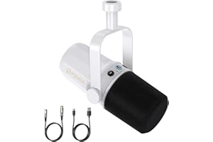 FDUCE SL40 Dynamic Microphone for Podcasting, Gaming, Live Streaming & Recording, Built-in Headphone Output, LED Mute Button, All Metal USB/XLR, Voice-Isolating Technology (White)