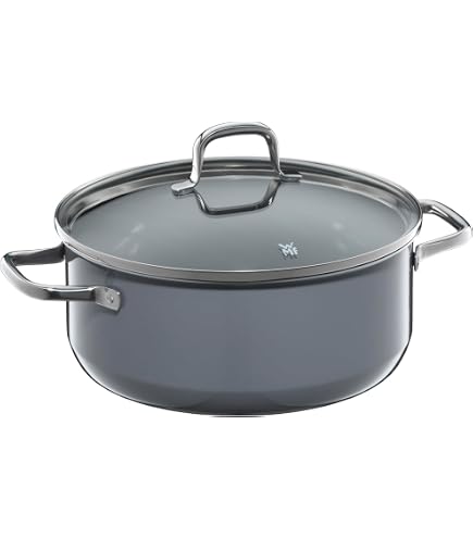 Scratch-resistant Pot WMF Fusiontec Inspire Large Induction Cooking Pot With Glass Lid And Scratch -Resistant High-Tech Ceramic, Uncoated, Dark Blue, 24 Cm, Made In Germany Large Sauce Pot