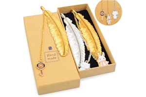 TOLOYE 3Pcs Marque Page Métal Plume Pendentifs Animal Clé Marque Page fait à la Main Bricolage Artisanat Parfait Signets pour Femmes Amis étudiants Lecteurs d'Anniversaire Remise des Diplômes Noël Cadeaux