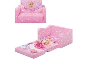 alldomess Convertible Sofa para Niños 2 en 1, Suave Cómoda Sofa Infantil para Niñas y Niños, Estable Silla Plegable Niño para Dormitorio Sala de Juegos,Rosa Princesa